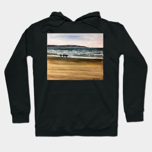 Surfers on Llangennith Beach Hoodie